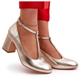 Mascara Women's pumps with eco-leather on the golden metalic post 7