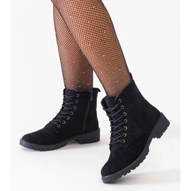 Black eco-suede worker ankle boots on the Barosa platform 1