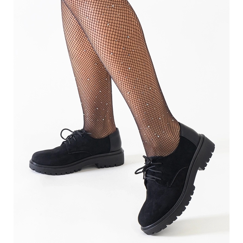 Black casual lace-up shoes made of Kalila eco-suede 1 Black casual lace-up shoes made of Kalila eco-suede 1