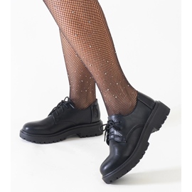 Black casual lace-up shoes made of Kalila eco-leather 1