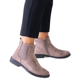 Brown classic ankle boots with an elastic insert in Maiza eco-leather 1