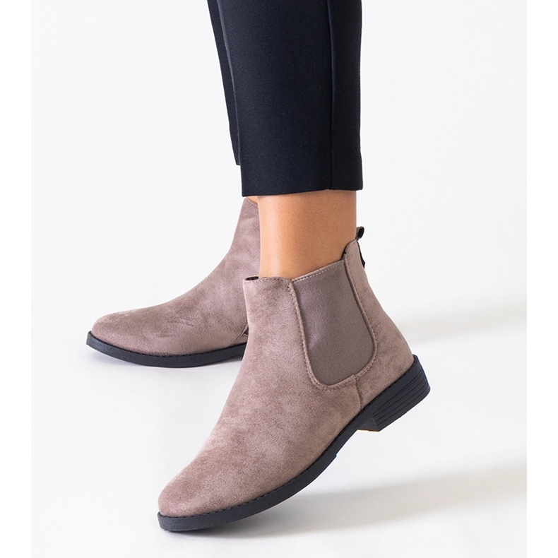 Brown classic ankle boots with an elastic insert in Maiza eco-leather 2