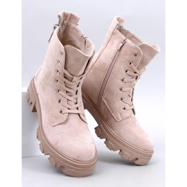 Healy Beige lace-up ankle boots with a thick sole 1