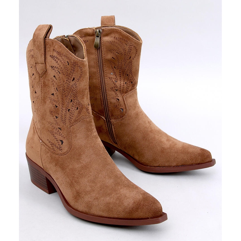 Austen Khaki openwork cowboy boots brown 1