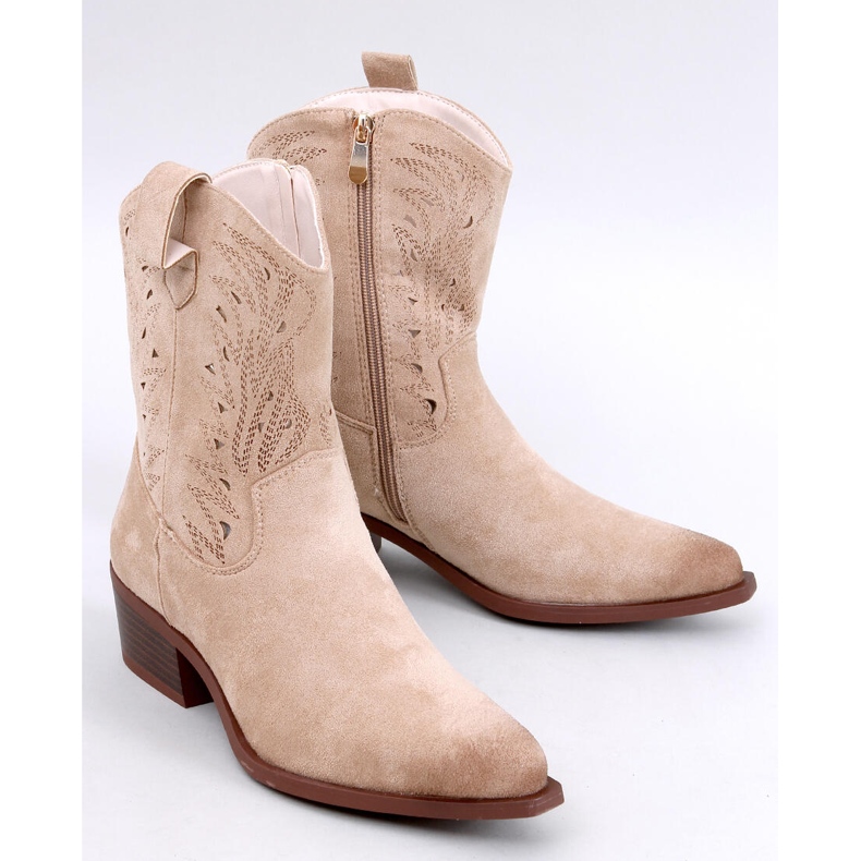 Austen Beige openwork cowboy boots 1