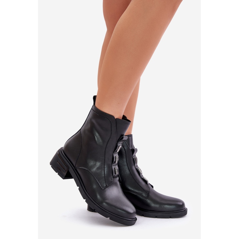 Warm Black Leather Boots With Zipper Olidrila 1