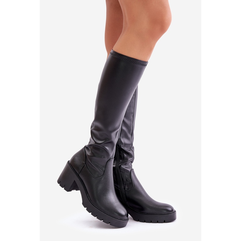 Over-the-knee Eco Leather Boots On High Heel Vinceza 58332 Black 1 Over-the-knee Eco Leather Boots On High Heel Vinceza 58332 Black 1