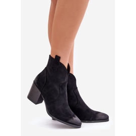 Cowboy boots on a high heel, insulated with eco-suede Vinceza 58345, black 1