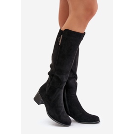 Jezzi Over-the-knee eco-suede high-heeled boots, black Izanae 1