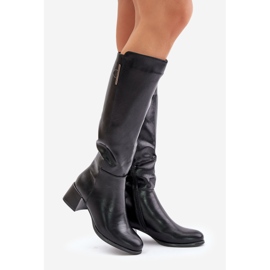 Jezzi Over-the-knee eco-leather high-heeled boots, black Izanae 1 Jezzi Over-the-knee eco-leather high-heeled boots, black Izanae 1