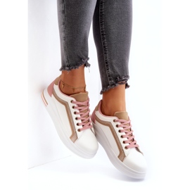 Women's sports sneakes with beige glitter white 8
