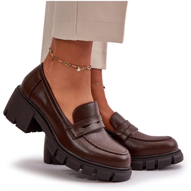Cm Paris Women's Low-Heel Shoes Made of Eco Leather, Dark Brown 8 Cm Paris Women's Low-Heel Shoes Made of Eco Leather, Dark Brown 8