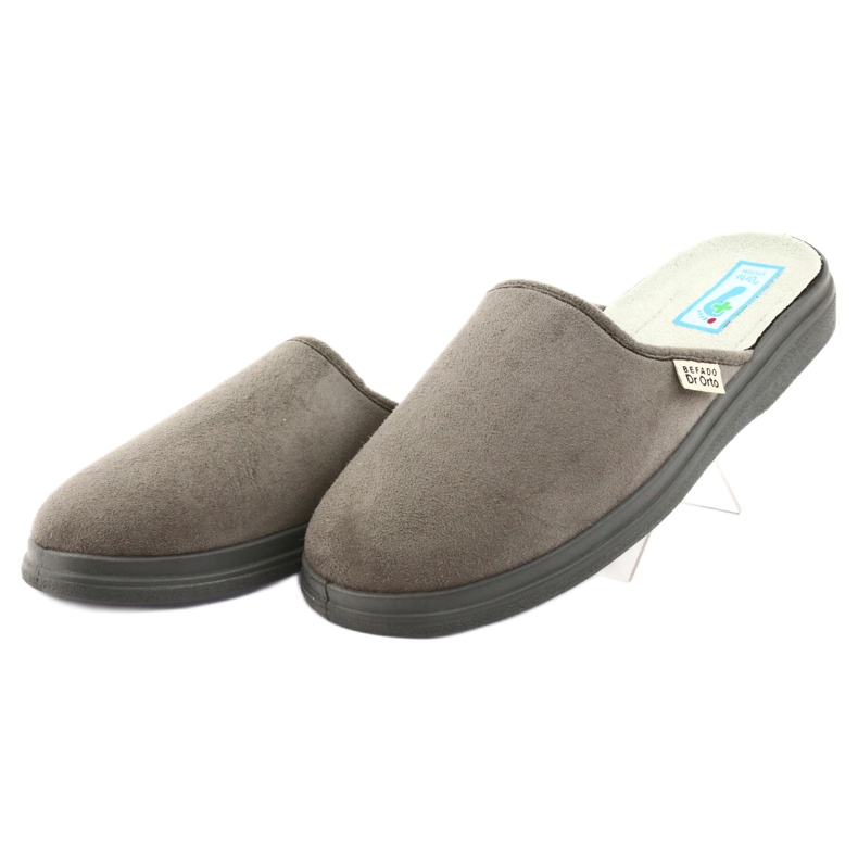 Befado men's slippers pu 125M009 gray lining with silver ions grey 4