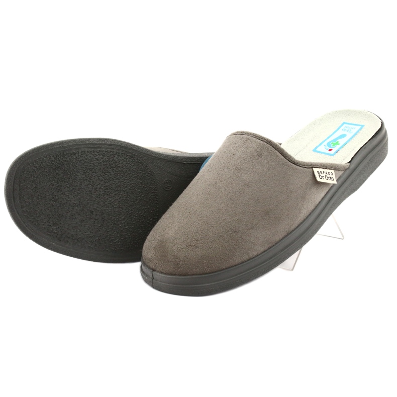 Befado men's slippers pu 125M009 gray lining with silver ions grey 5