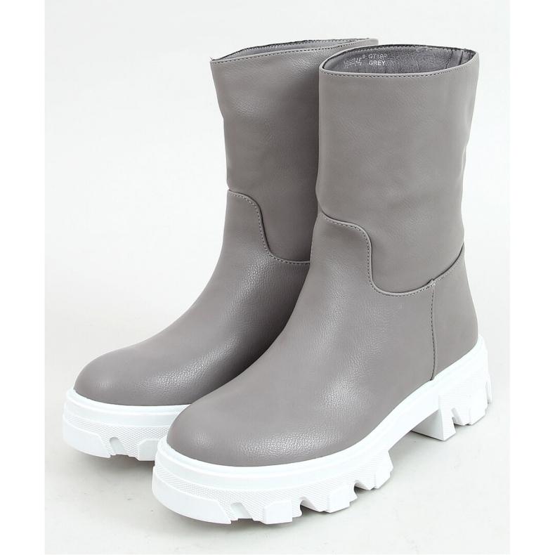 Gray ankle boots with a straight upper QT19P Gray - Inello grey 1