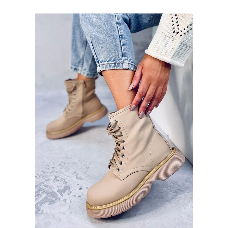 Peddy Khaki lace-up ankle boots - Inello beige 1