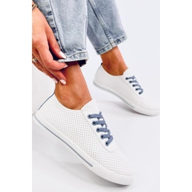 Costier Light Blue women's openwork sneakers - Inello white 1
