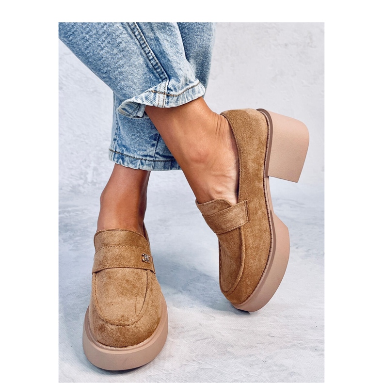 Camel high-heeled loafers - brown 1