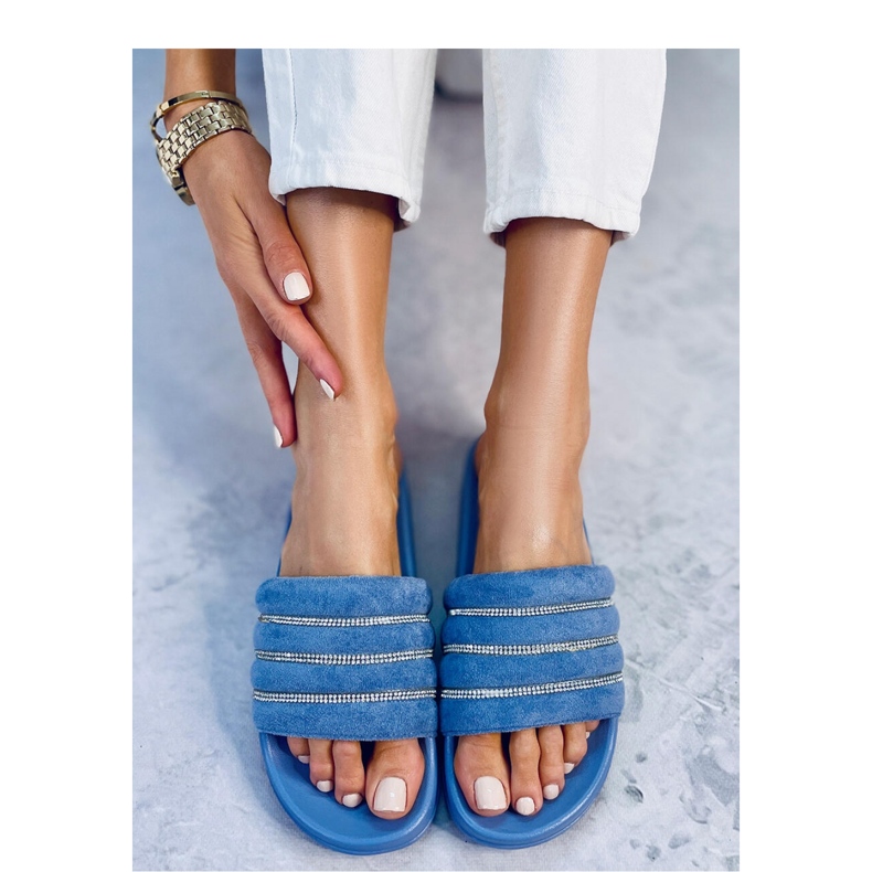 Lynne Blue rhinestone slides 1