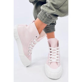 Pink canvas high-top sneakers 1