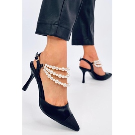 Open heel pumps with pearls Harmony Black - Inello 1