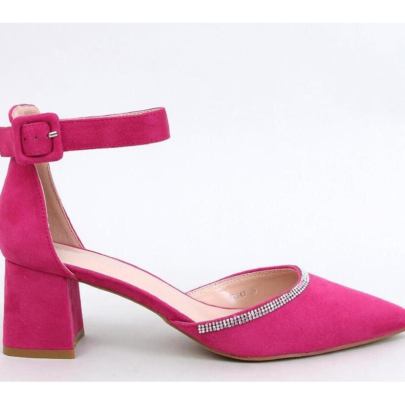 High-heeled pumps with ankle fastening Fuchsia pink 1