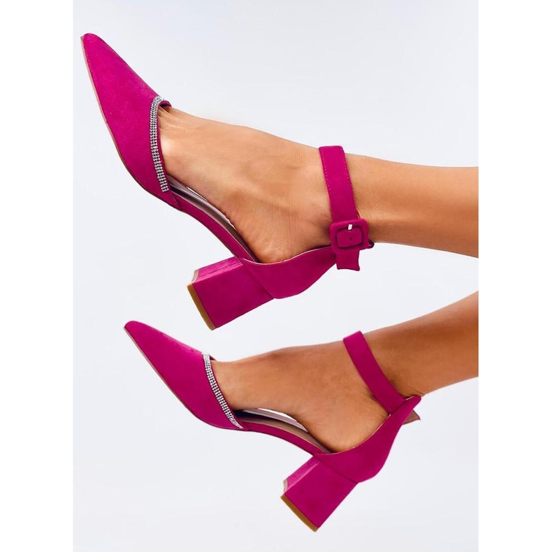 High-heeled pumps with ankle fastening Fuchsia pink 2
