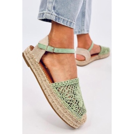 Green openwork espadrille sandals 1