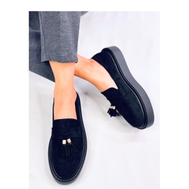 Platform loafers with fringes Black 1