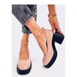 Khaki wide heel pumps beige 1