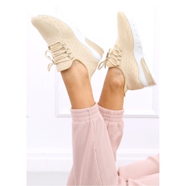 Beige sock sports shoes 2