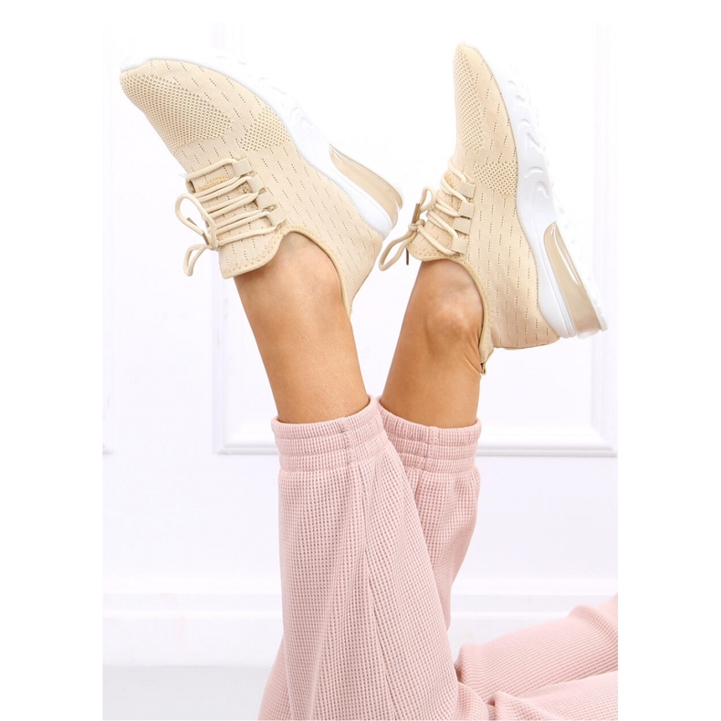 Beige sock sports shoes 2