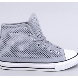 Gray openwork high-top sneakers grey 1