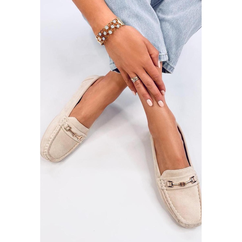 Beige suede women's moccasins 2