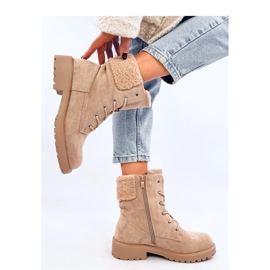 Beige lace-up ankle boots 2