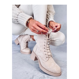 Beige lace-up ankle boots 1