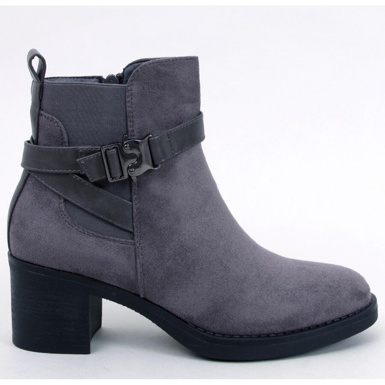 Yonda Gray stable heel ankle boots - Inello grey 1