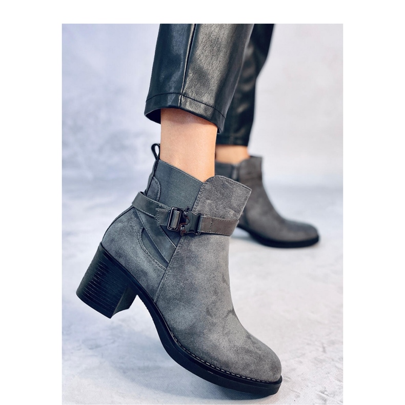 Yonda Gray stable heel ankle boots - Inello grey 2