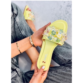 Green slippers with colored stones 1