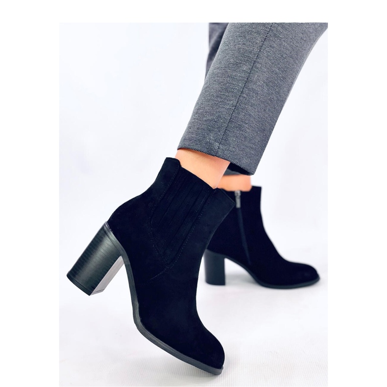 Black suede heeled boots 1