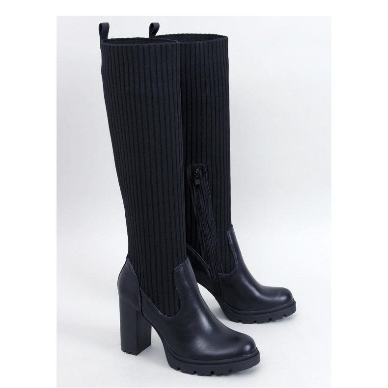 Jaida Black high-heeled boots with elastic upper - Inello 1