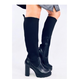 Jaida Black high-heeled boots with elastic upper - Inello 2