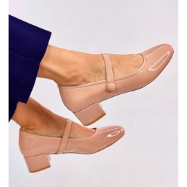 Nude patent high heel ballet flats beige 1