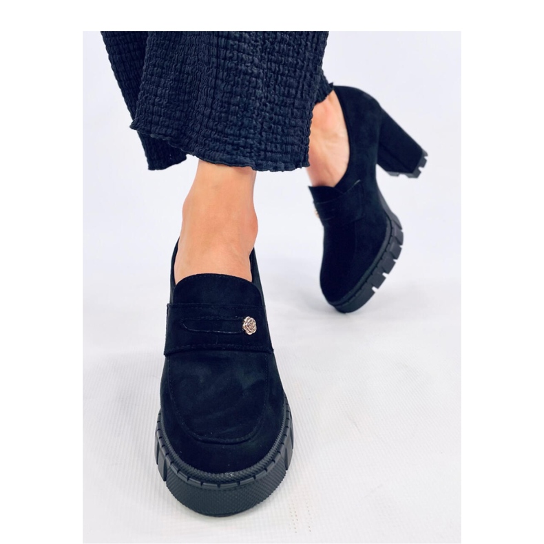Black Heeled Platform Moccasins 1