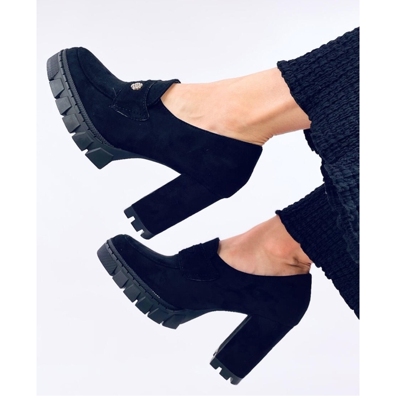Black Heeled Platform Moccasins 2