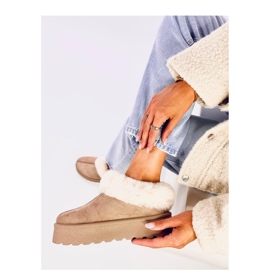 Yogi Khaki short snow boots with fur - Inello beige 1