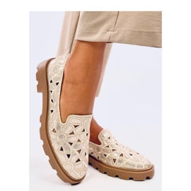 Gold openwork moccasins beige 1
