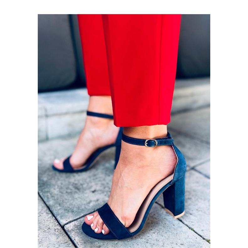 Navy high-heeled sandals blue 1