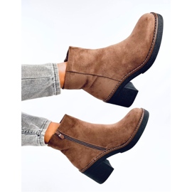 Suede ankle boots with wide heels Eliza Khaki - Inello brown 1