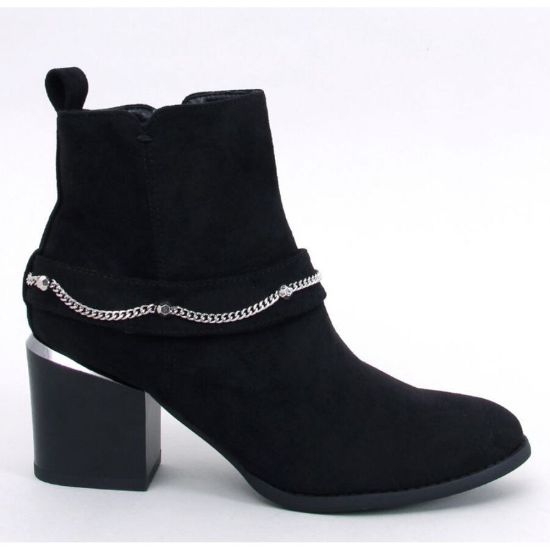 Suede High Heel Ankle Boots Black 1